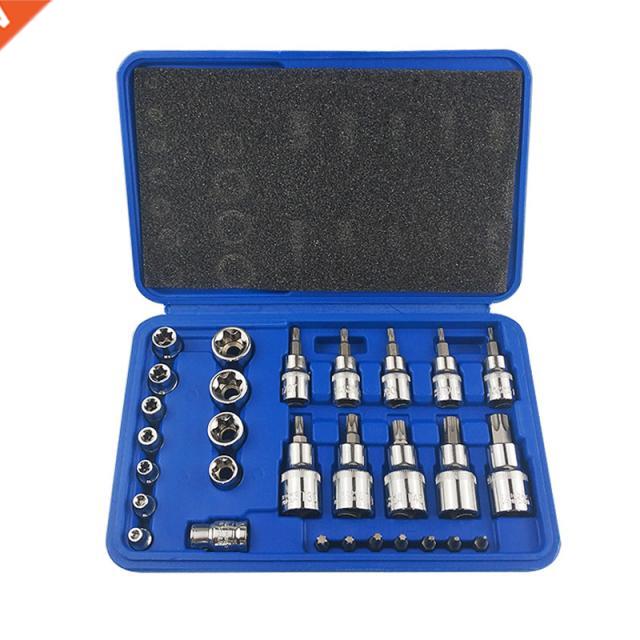 30Pcs 1/4 3/8 1/2 Torx Star Socket Bt Set of Tools Male Fem