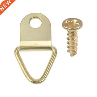 100PCS Gold Small D-Ring Picture Hanger with Screws Frame Tr