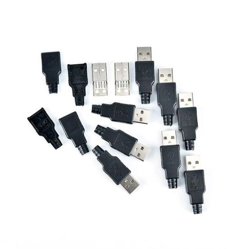 Black DIY USB Type A Male 4 Pin Plug Socket Connector With B