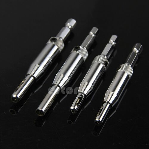 4x HSS Self Centering Hinge Drill Bits Set Door Cabinet 5/6