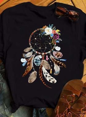 Fashion Dreamcatcher T Shirt Women Harajuku Graphic Tees Shi