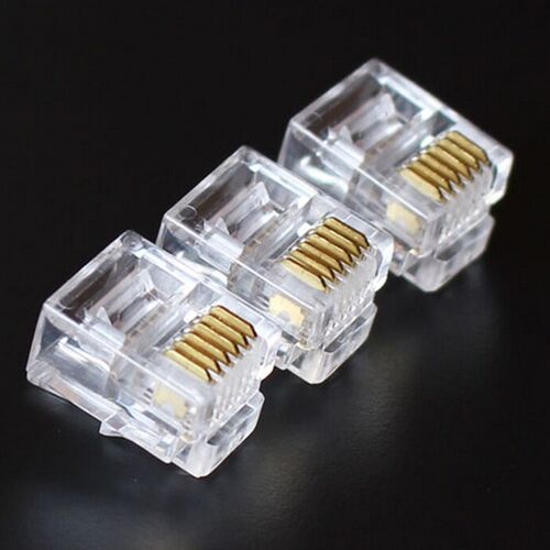 100Pcs 6P6C Crystal Head RJ12 Modular Plug Gold Plated