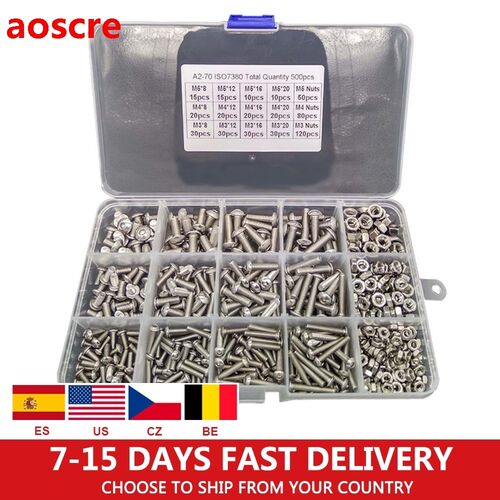 500pcs/Set M3 M4 M5 Stainless Steel 304 Hexagon Socket Head