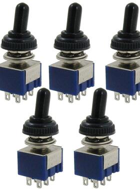 5 Pcs AC 125V 6A ON/OFF/ON  Position DPDT Switch with Boot