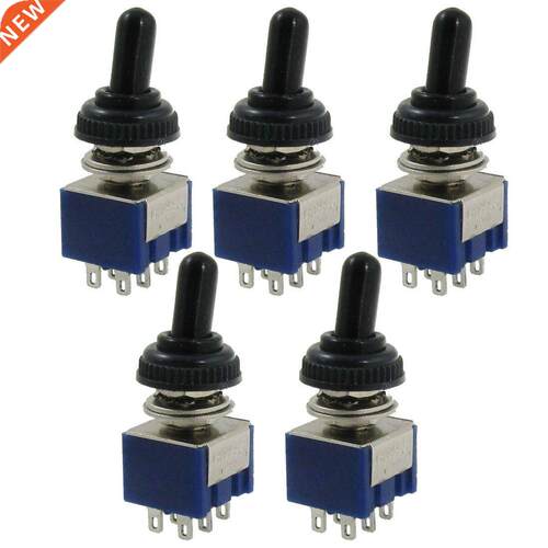 5 Pcs AC 125V 6A ON/OFF/ON  Position DPDT Switch with Boot
