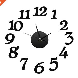 Wall Clock 3D Decoration Sticker Acrylic Mirror Clocks H