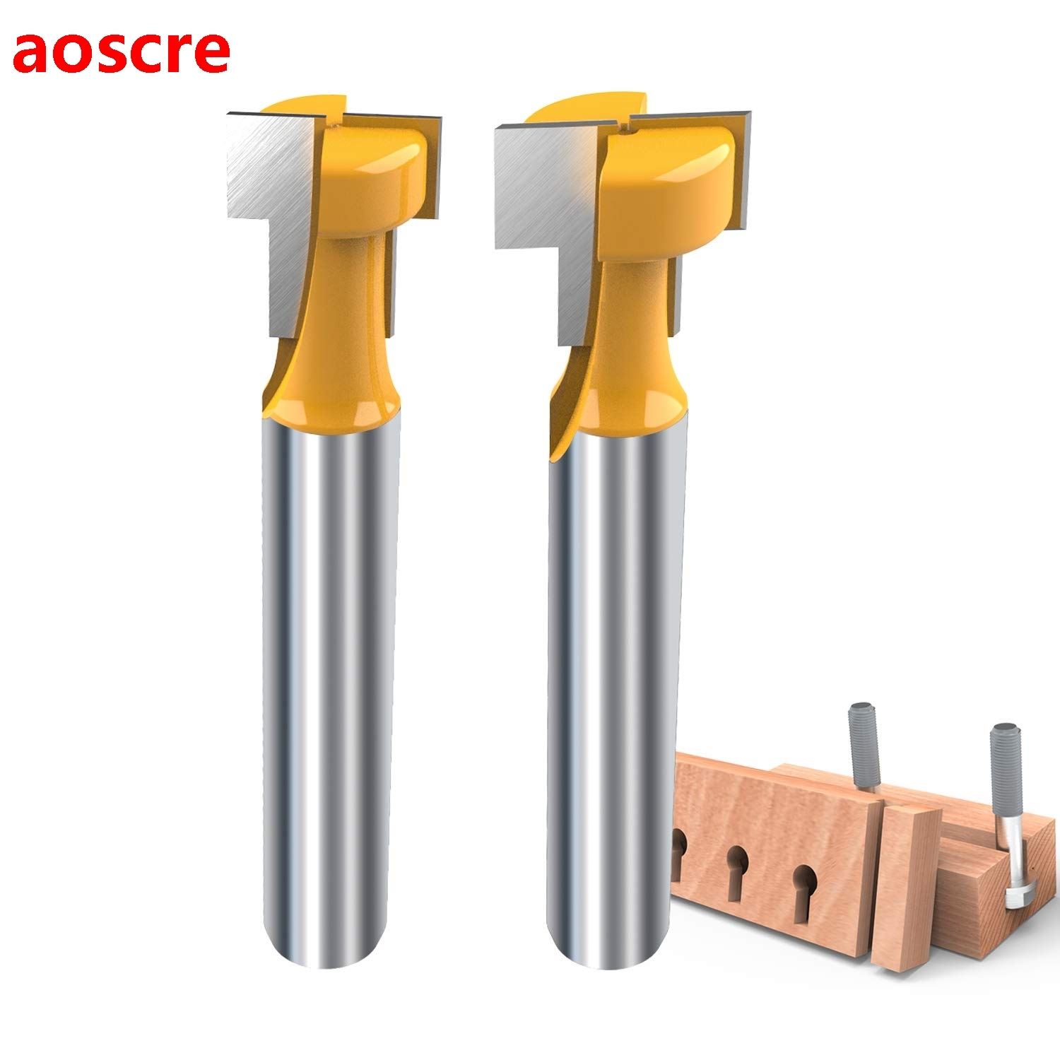 2pcs T Slot Router Bit 1/4 Inch Shank Keyhole Router Bit Set