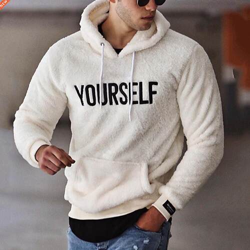 2021Gothic Men Cotton Fleece Hoodies Letter Print Sweatshirt