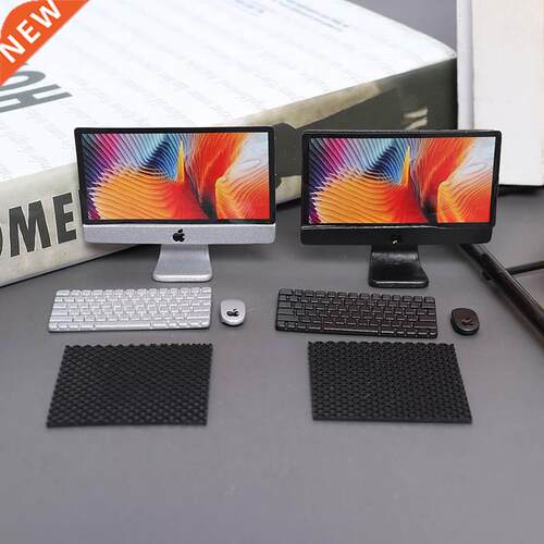 1Set 1/12 Scale Mini Computer + Mouse + Keyboard Book Statio