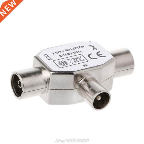 2 Way T Splitter1x Male to 2 x Female Metal COAX Coaxial TV