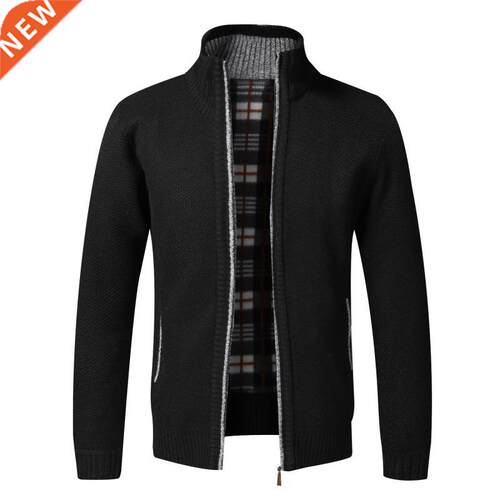 Autumn Winter Warm Cardigan Men Fleece Zipper Sweaters Jacke