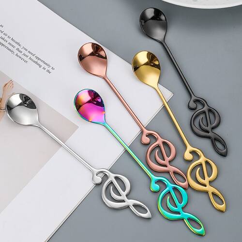 1PCS Mug Spoon Music Bar Ice Bar Creative Gift Spoon Stainle