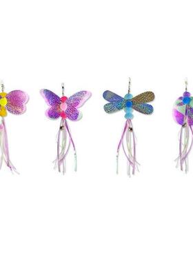 4 PCS New Cat Wand Toy Butterfly Teaser Replacement Kitten R