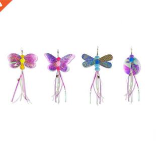 4 PCS New Cat Wand Toy Butterfly Teaser Replacement Kitten R