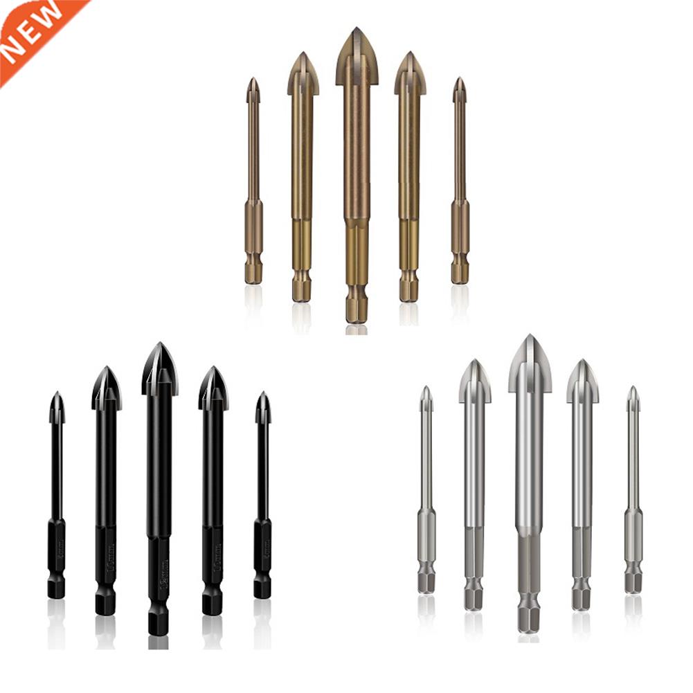 5pcs Cross Electric Drill Bit Set Cemented Alloy Ceramic Gla