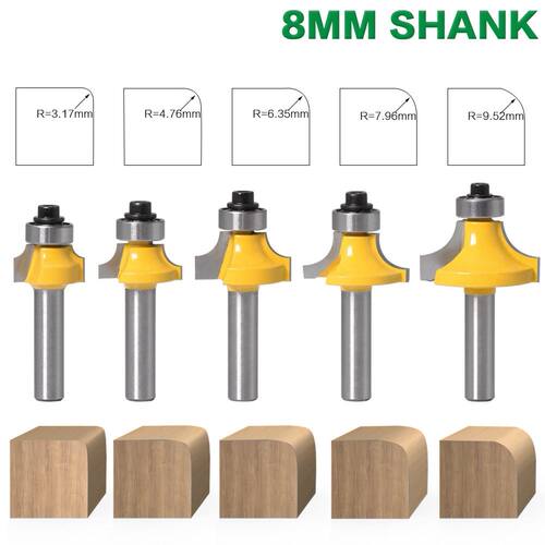 1pcs 8mm Shank Corner Round Over Router Bit with Bearing Mil