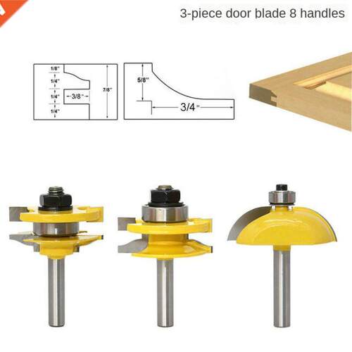 3PCS 8MM Shank Raised Panel Cabinet Door Router Bit Set Wood
