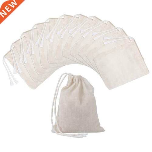 100 Pieces Drawstring Cotton Bags Muslin Bags,Tea Brew Bags