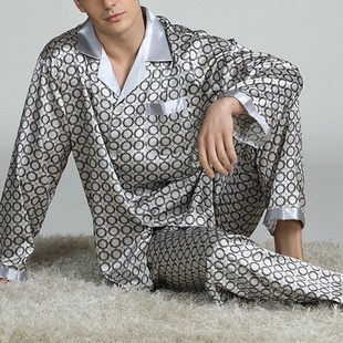 Mens Stain Silk Pajama Sets Pajamas Men Sleepwear Modern Sty