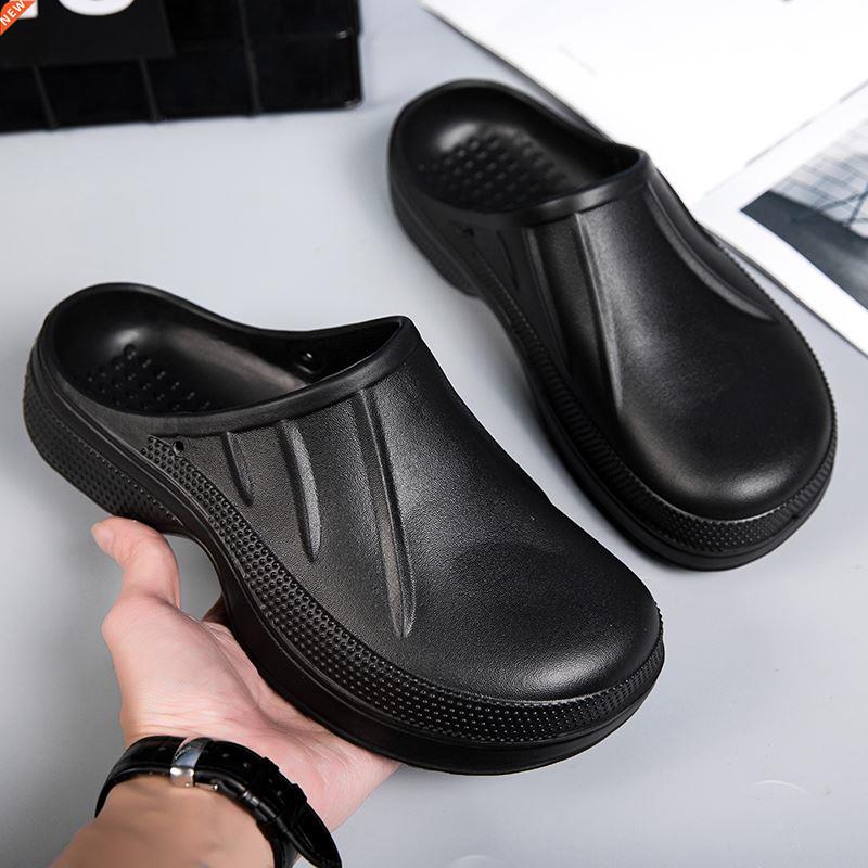 Mens Women Summer Black Flats Platform Sandals Slippers for