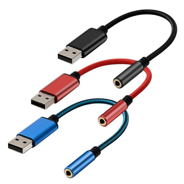 0.2m/1m 2In1 USB to 3.5mm Cable USB Computer AUX Headphone A图片