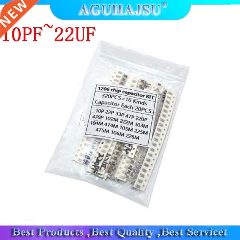 16values*20pcs=320pcs 1206 SMD Capacitor assorted kit 10pF~2