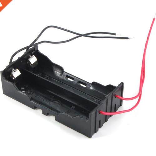 1 PC Box Holder For 2 x 18650 Black With Wire Leads Plastic