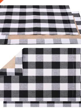 4 Pcs Black White Plaid Placemat Table Mat Tableware Plate P