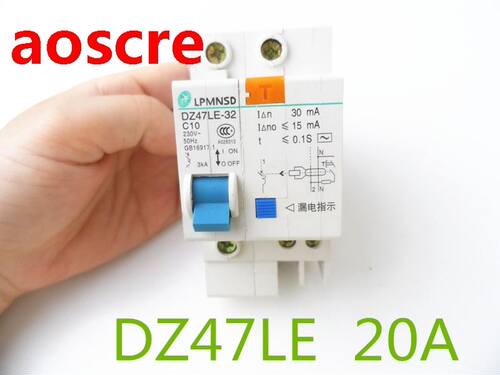 DZ47LE 1P+N 20A C type 230V~ 50HZ/60HZ Residual current Circ