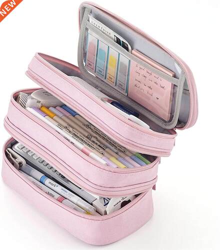 Large Capacity Pencil Case 3 Layers Big Handle Pencil Pouch