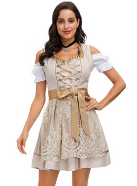 S-4XL Traditional Oktoberfest Dirndl Dress Octoberfest Germa