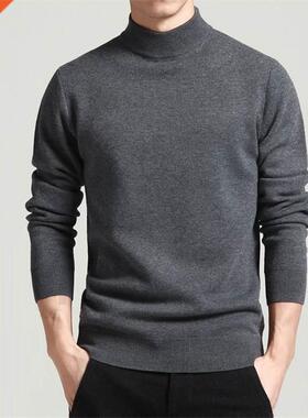 Men Sweater Solid Pullovers Mock Neck Spring And Autumn Wear