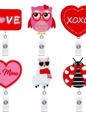 6 Pcs Valentines Day Badge Reels Retractable Office Products