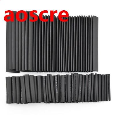 127pcs/lot Heat Shrink Tubing 7.28m 2:1 Black Tube Car Cable