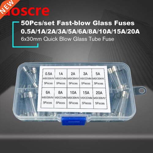 50/60/72/250PCS 6x30mm Fast Blow Fuse Glass Tube Fuse Assort