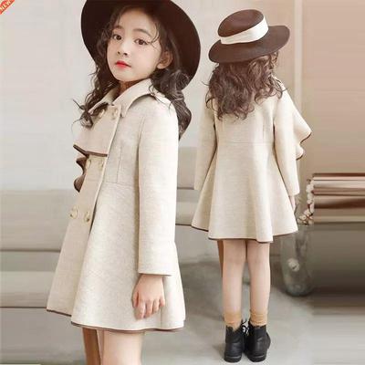 Girl's Woolen Long Coat Jacket Autumn Winter 2022 New Ko