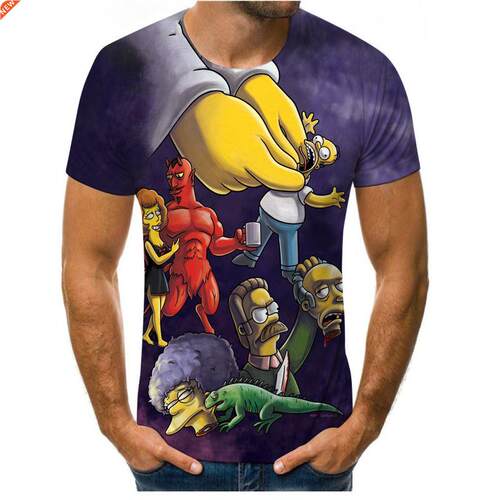 New summer anime cartoon printing oversize T-shirt men women