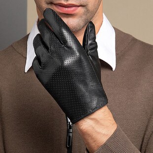 Spring Autumn Men Genuine Sheepskin Leather Gloves Breathabl