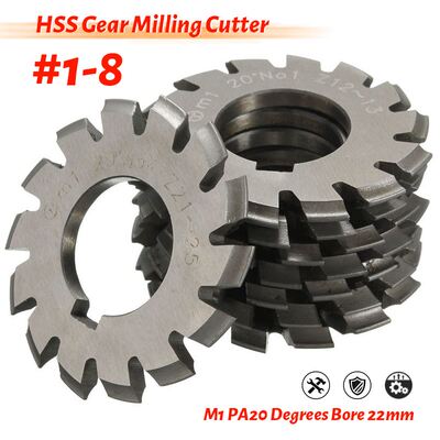 1/8Pcs M1 PA20 Degrees Bore 22mm -NO.8 HSS Involute Gear