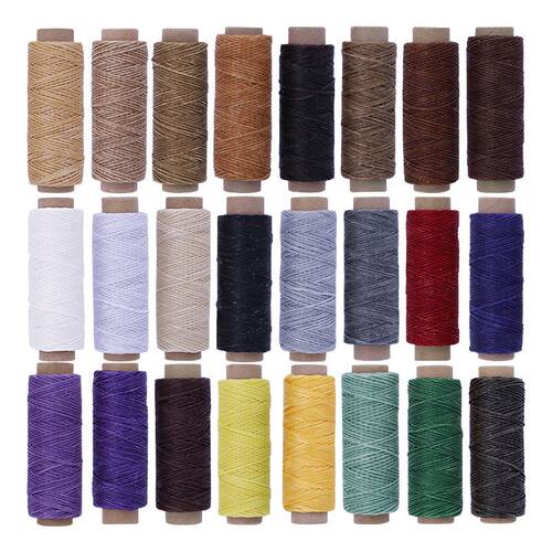 24pcs/Set 50m 150D Leather Sewing Waxed Thread Flat Waxed Se
