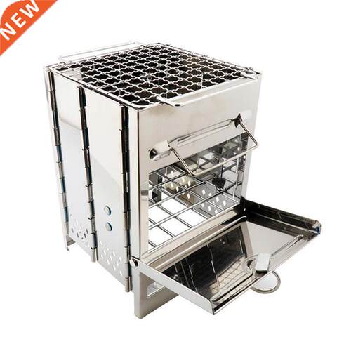 Portable Grill Rack Stainless Steel Stove Pan Camping Roaste