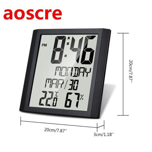 Digital Day Clock Extra Large Indoor Thermometer Hygrometer