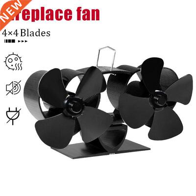 8 Blades Dual Head Blade Fireplace Fan Upgrade Heat Powered