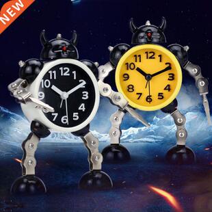 Non-Ticking Robot Alarm Clock Silent Wake-up Clock with Flas