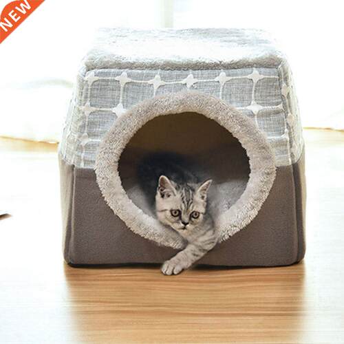 Foldable Portable Dual Use Pet Cat Dogs Bed Closed Cave Hous