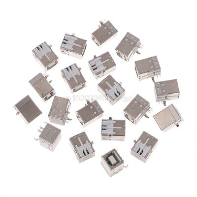 20 Pcs Type B USB 4 Pin Right Angle Female Jack Socket Conne