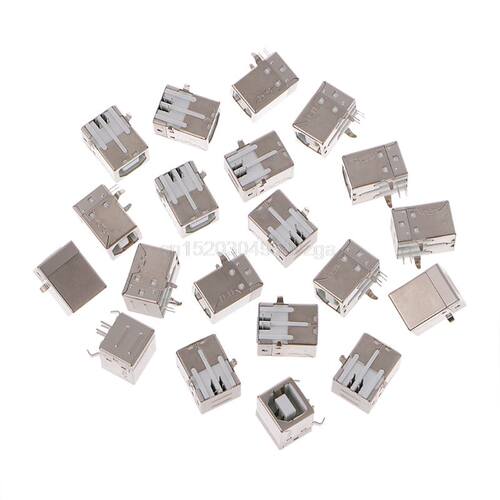 20 Pcs Type B USB 4 Pin Right Angle Female Jack Socket Conne