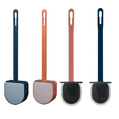 2 Colors Silicone Wc Toilet Brush Hanging Type Flat Head Fle