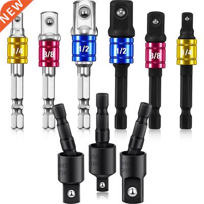 9 Pieces Drill Bit Sockets Adapter Extension Set Including 6