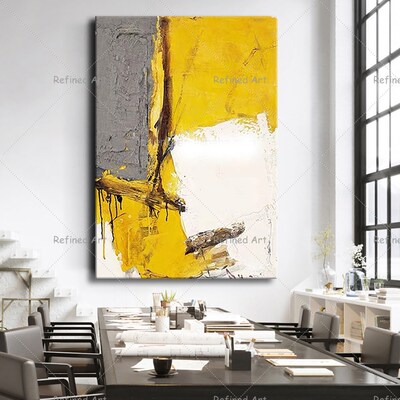 Nordic Abstract  Handmand Oil Painting Posters Yellow An